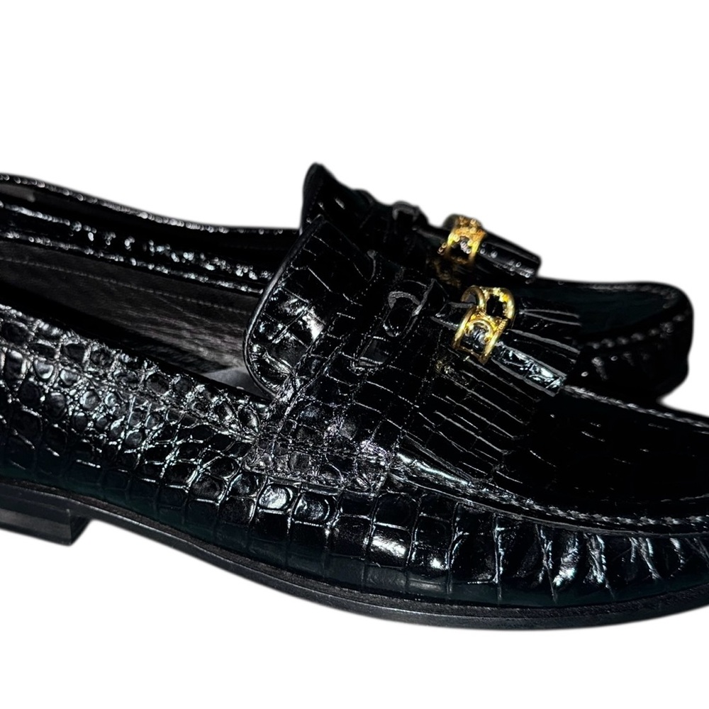 Celine Luco Triomphe Tassel Croc Embossed Leather Loafers Sz EU36/US 6 - Picture 4 of 7